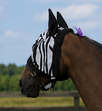 Miniature Horse and Pony Zebra Fly Mask