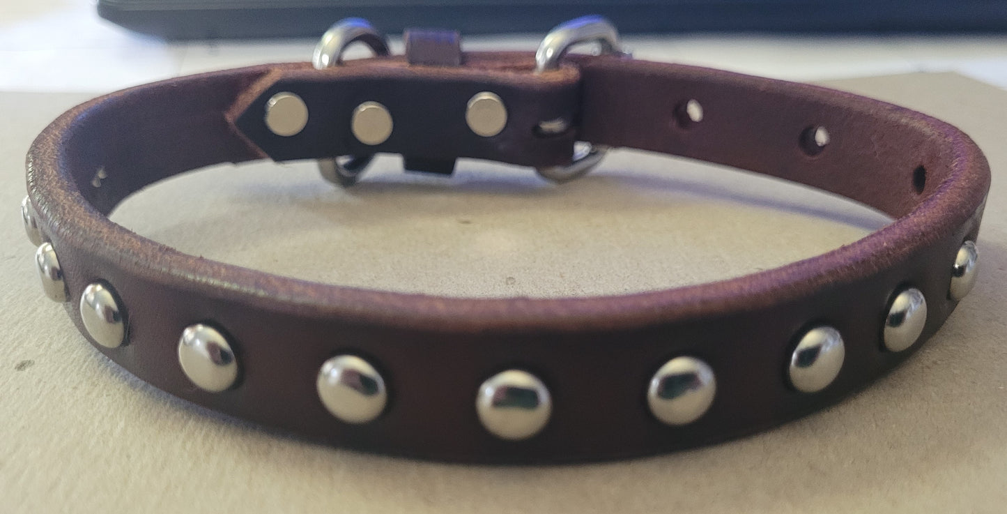 Spotted Leather Dog Collar