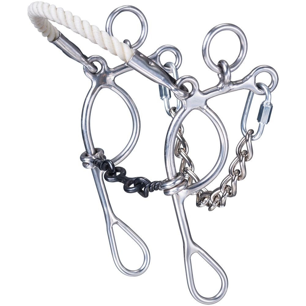 Miniature Combination Rope Nose Hackamore with Twisted Dogbone Gag Bit by Tough1