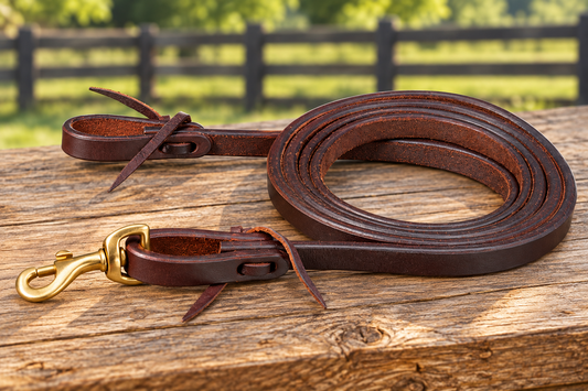 Miniature & Pony Harness Leather Roping Reins with Snap End – Royal King