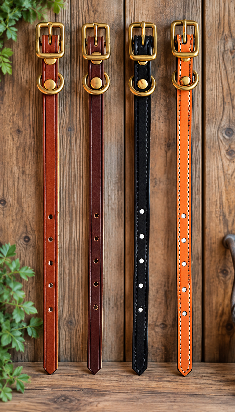 Flat 3/8" Leather Dog Collar