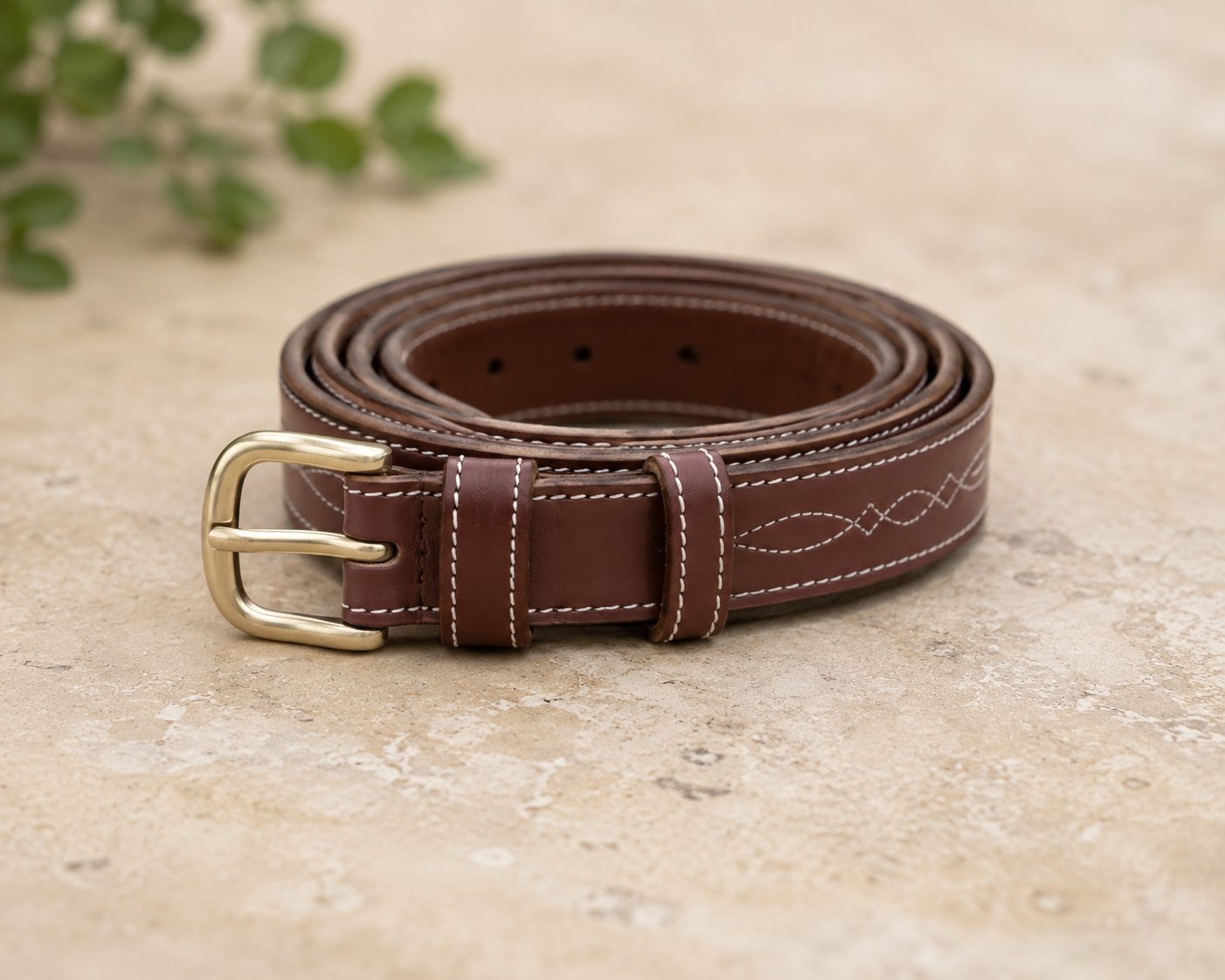 Premium Padded Leather Belt with Brass Hardware