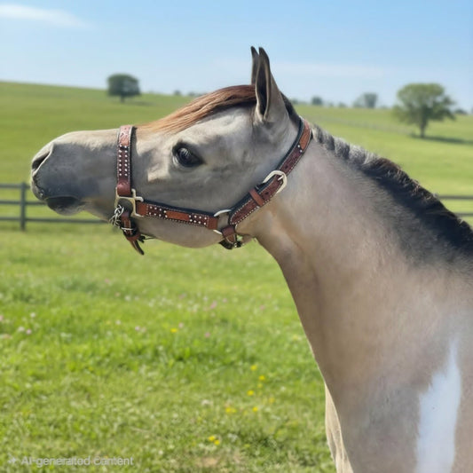 Miniature Horse and Pony Western Leather Halter with Lead – Royal King Cow Puncher